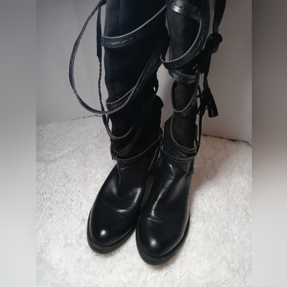 Black leather / suede Riding boots - Picture 3 of 3